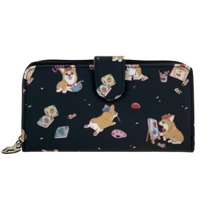Waterproof Corgi Artist Long Snap Fold Wallet Purse Coin Pouch